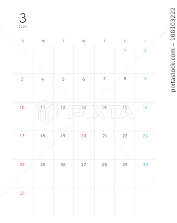 March 2024 calendar starts on Sunday 108103222