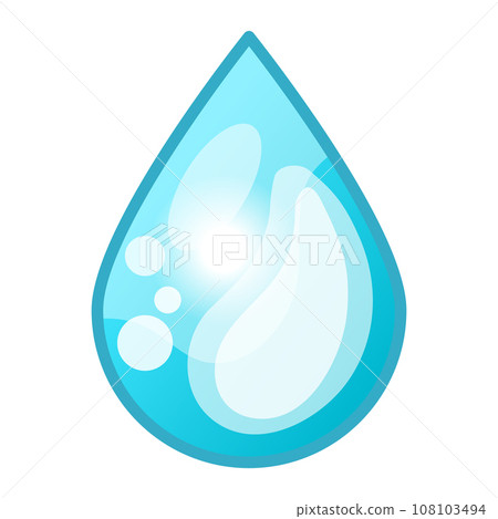 Cartoon blue water drop isolated on white background 108103494