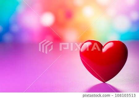 Red Heart Shines Amidst Bokeh Magic. Generative AI 108103513