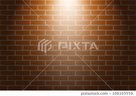 Orange brick wall texture background with light of spotlight 108103559