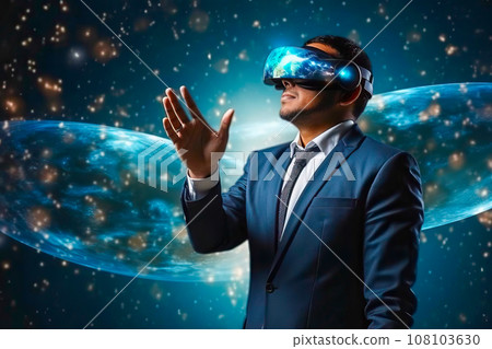 African American Man Engaging in VR Educational Simulations. Generative AI 108103630