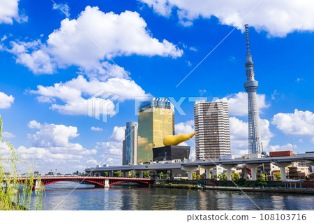 Tokyo Skytree seen from the Sumida River 108103716