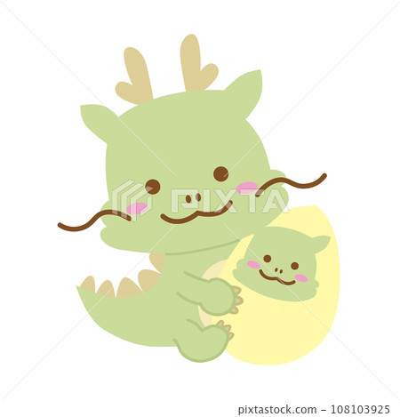 可愛的龍父母和孩子的插圖沒有主線 108103925