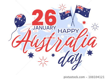 Happy Australia Day Vector Illustration on 26 January with Map and Australian Flag for Banner or Poster in Flat Cartoon Background Design 108104121