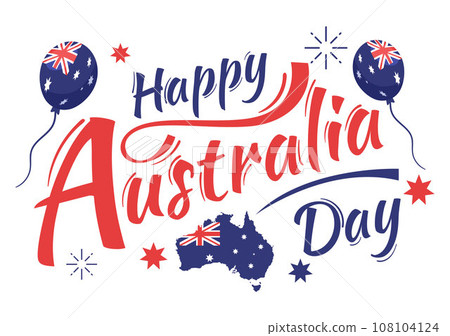 Happy Australia Day Vector Illustration on 26 January with Map and Australian Flag for Banner or Poster in Flat Cartoon Background Design 108104124