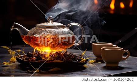 Oolong tea boiled in a glass pot "AI generated image" Oolong tea boiled in a glass pot "AI generated image" 108104265
