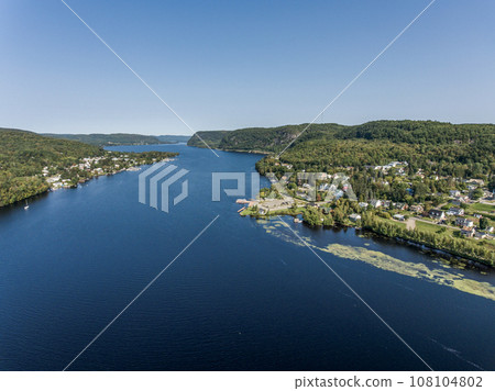 GRANDES PILES historic landmark near La Mauricie National Park Quebec, Canada on a beautiful day 108104802