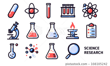Scientific research icon set (generation AI) - Stock Illustration ...