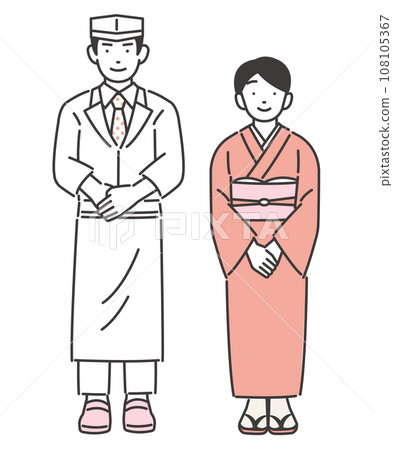 Vector illustration of landlady and head chef / inn 108105367