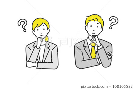 思考姿勢的男性和女性商人 108105582