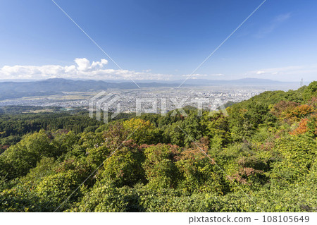 Overhead view of Yamagata City from the observation plaza in Nishi Zao Park, Yamagata City, Yamagata Prefecture 108105649