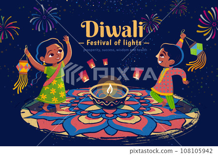 Happy kids on Diwali Festival 108105942