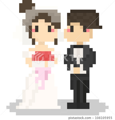 Pixel art cartoon cute wedding character Pixel art cartoon cute wedding character 108105955