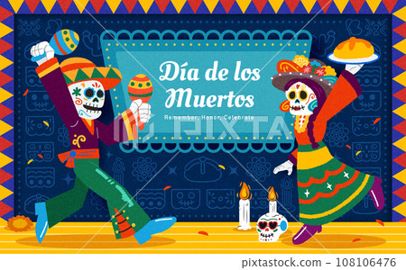Vibrant Day of the dead card Vibrant Day of the dead card 108106476