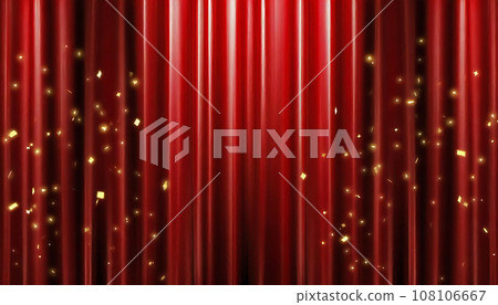 Stage image at the moment of announcement: red curtain, confetti Stage image at the moment of announcement: red curtain, confetti 108106667