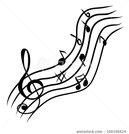 music notes on the sound waves - Stock Illustration [108106824] - PIXTA