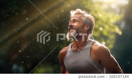 Man in the park doing sports, sunny day Man in the park doing sports, sunny day 108107184