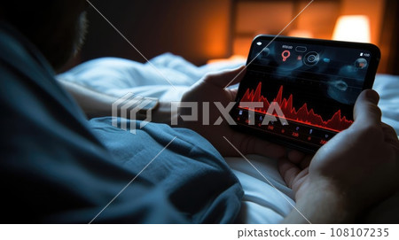 Man with smartphone and health tracking app Man with smartphone and health tracking app 108107235