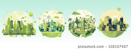 Abstract flat vector illustration of green eco city. 108107487