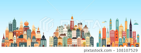Abstract flat vector illustration of modern city. Abstract flat vector illustration of modern city. 108107529