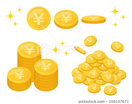 設定金日圓硬幣的插圖 108107671