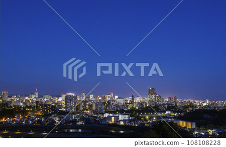 仙台市夜景與伊達政宗馬術雕像 108108228