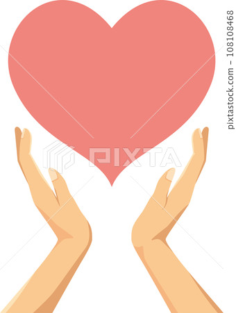 Illustration of a hand holding a red heart 108108468
