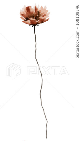 Watercolor dark red wildflowers isolated illustration, floral wedding and greeting element 108108546