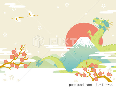 Year of the Dragon Fuji and rising dragon background illustration Year of the Dragon Fuji and rising dragon background illustration 108108690