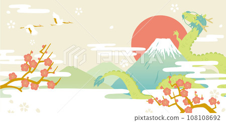 龍年富士與升龍背景圖 108108692