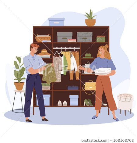 Clothing care. Vector illustration. The clothing care concept encourages us to nurture our well-being Wear clothes make you feel comfortable and confident in your own skin Clean clothes contribute Clothing care. Vector illustration. The clothing care concept encourages us to nurture our well-being Wear clothes make you feel comfortable and confident in your own skin Clean clothes contribute 108108708