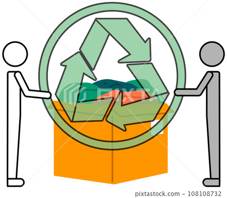 Recycling clothes. Vector illustration. The textile industry has significant influence on fashion and environmental sectors Clothing choices have direct impact on environment The recycling clothes Recycling clothes. Vector illustration. The textile industry has significant influence on fashion and environmental sectors Clothing choices have direct impact on environment The recycling clothes 108108732