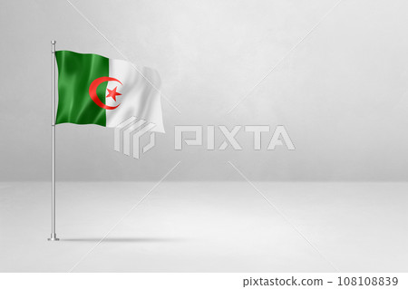 Algerian flag isolated on white concrete wall 108108839
