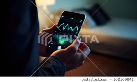 Man with smartphone and health tracking app Man with smartphone and health tracking app 108109041