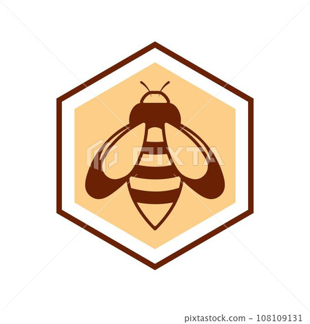 Bee and honeycomb icon vector isolated on white background. Bee logo design. 108109131
