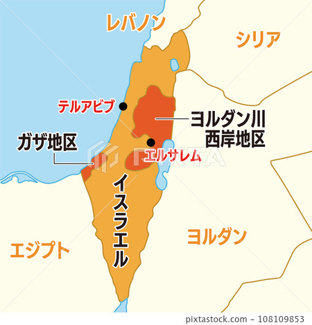 Israel surrounding map with Japanese place names Israel surrounding map with Japanese place names 108109853