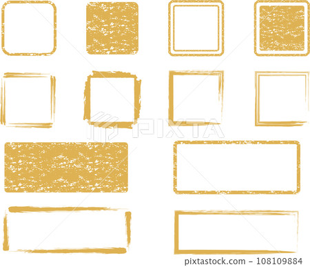 Golden stamp and brush square frame set 108109884