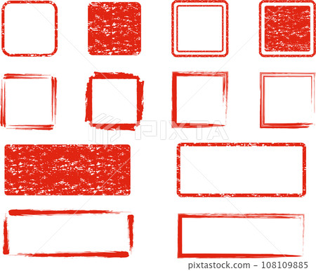 Red stamp and brush square frame set 108109885