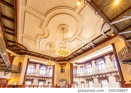 Iwate Bank Red Brick Building, Iwate Bank Former Head Office Main Building, Interior: Atrium and splendid decorations, Corridor, Arched transom Iwate Bank Red Brick Building, Iwate Bank Former Head Office Main Building, Interior: Atrium and splendid decorations, Corridor, Arched transom 108109897