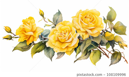 roses bunch watercolor painting on white background for delightful decoration. generative AI roses bunch watercolor painting on white background for delightful decoration. generative AI 108109996