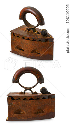 antique cast iron iron isolated on white background 108110003