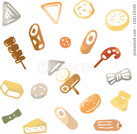 冬季關東煮鍋燉水彩手繪圖示插畫素材集 108110100