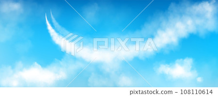 Air speed plane smoke trail with cloud vector line 108110614