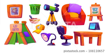 Children playroom interior furniture and toys 108110657