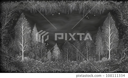 [素材] 黑板畫[森林風景] 108111334