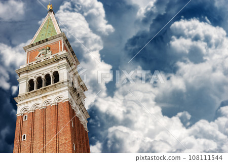 Campanile di San Marco Venice Italy Against Beautiful Cumulus Clouds 108111544