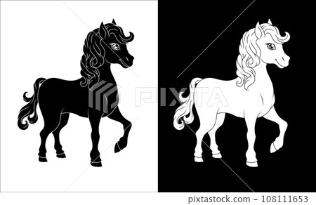 Horse Cartoon Cute Animal Character Illustration 108111653