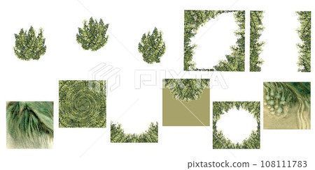 Watercolor Christmas frame, fir branch and background. 108111783