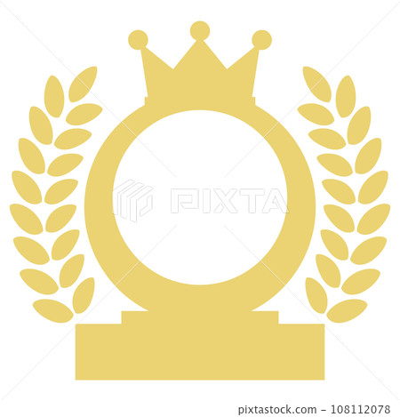 Vector illustration of a trophy with a crown and a laurel that can be used for recognition with text 108112078