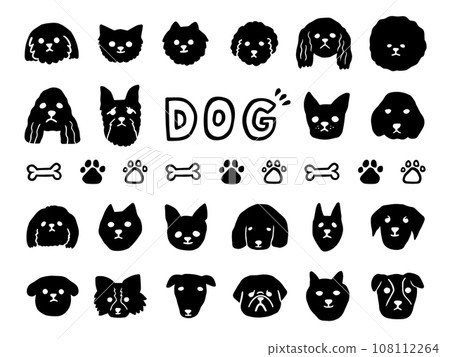 Hand drawn dog icon set monochrome Hand drawn dog icon set monochrome 108112264